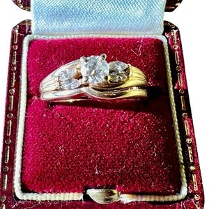 Elegant Diamond Engagement and Wedding Ring Gold Set